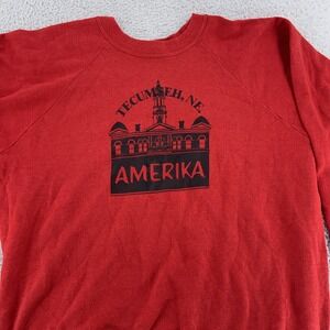 Vintage Tecumseh NE Amerika Sweatshirt XS Red Crewneck‎ Graphic Pullover 90s